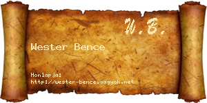 Wester Bence névjegykártya